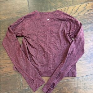 Lululemon Burgundy Long Sleeve swiftly tech cropped long sleeve